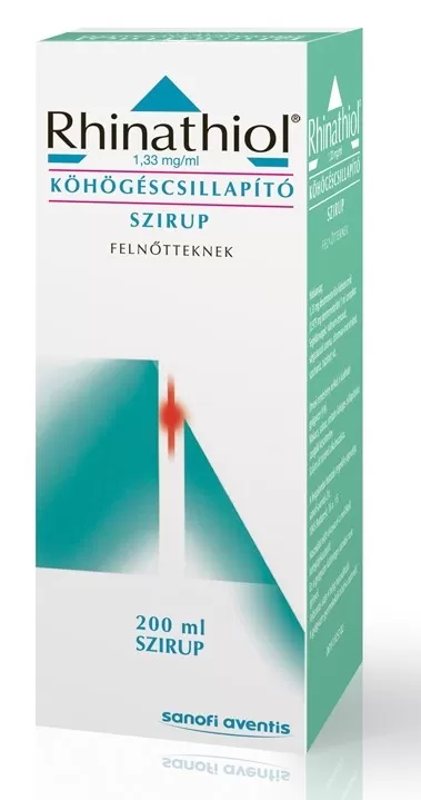 Arany Sas Gyógyszertár - Rhinathiol 1,33mg/ml köhögéscsillapító szirup felnőtteknek 200ml