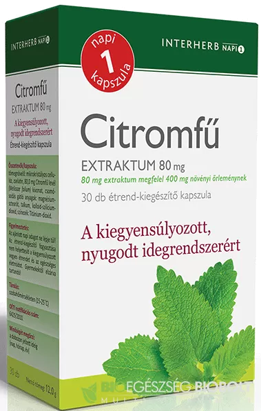 Arany Sas Gyógyszertár - Interherb napi 1 citromfű extra kapszula 30x