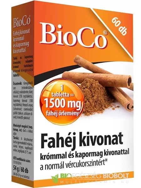 Arany Sas Gyógyszertár - Bioco fahéj krómmal+kapormag kivonat tabletta 60x
